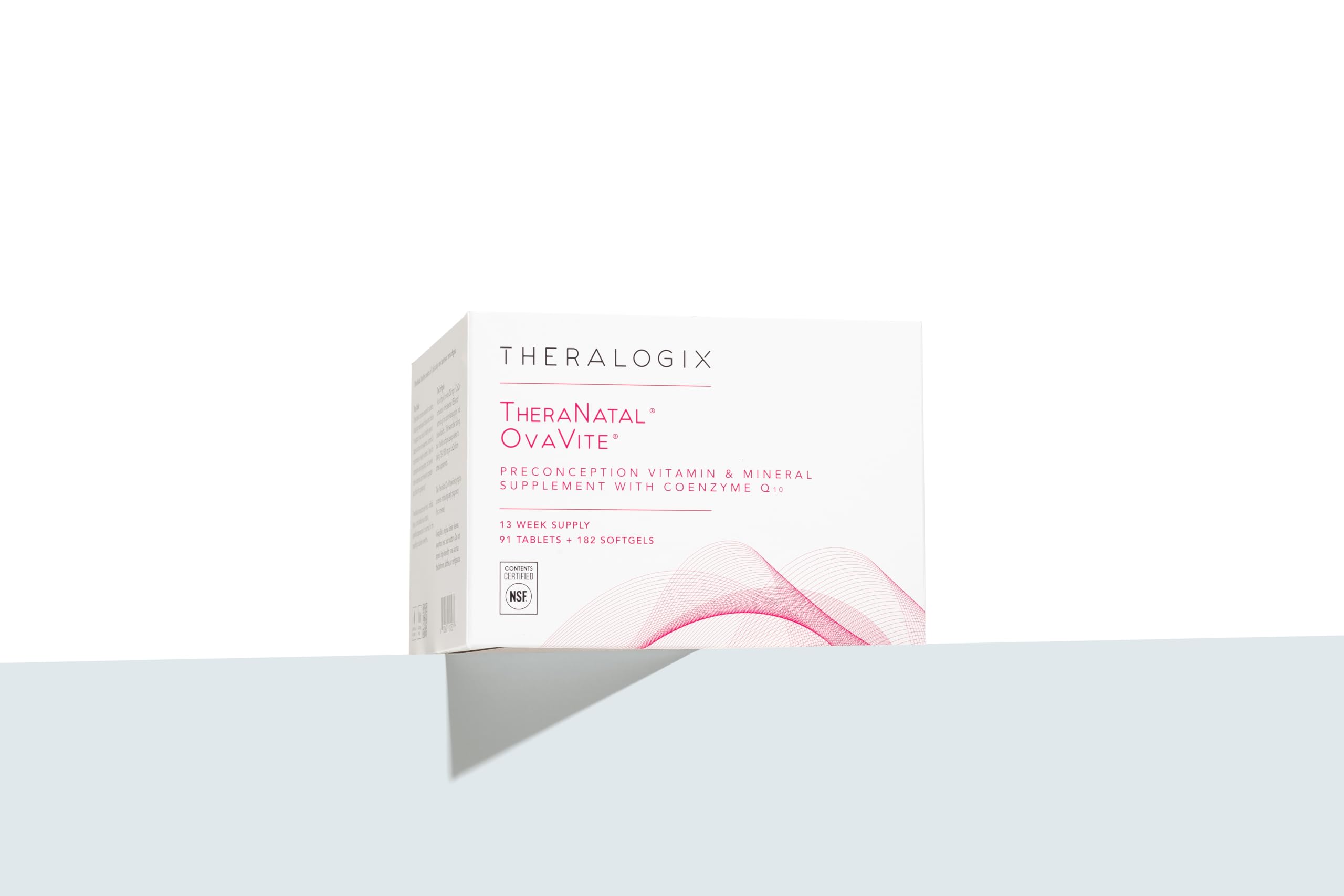 Boxed TheraNatal OvaVite packaging shows 13 week supply details.