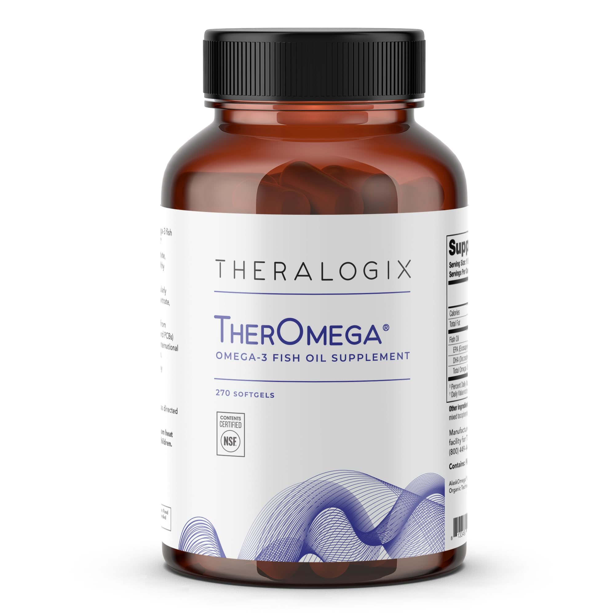 TherOmega bottle front with Theralogix logo and omega-3 focus