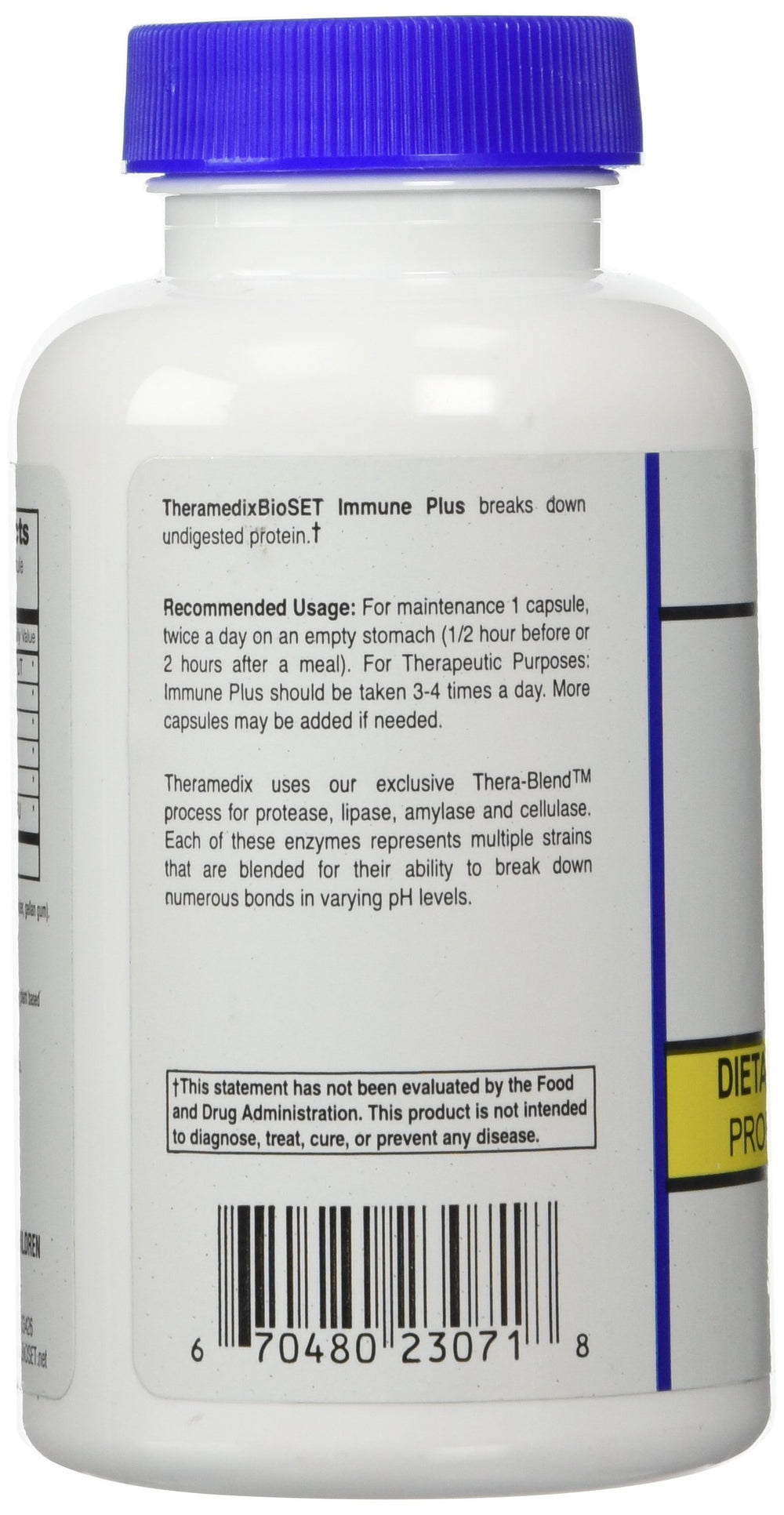 Theramedix BioSet Immune Support serving size visible on the label.
