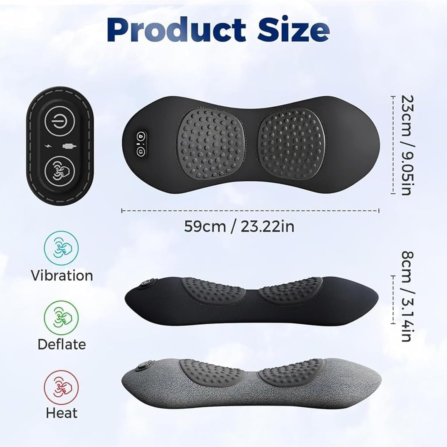 Therapillow 3-in-1 system combining air support, massage, and heat
