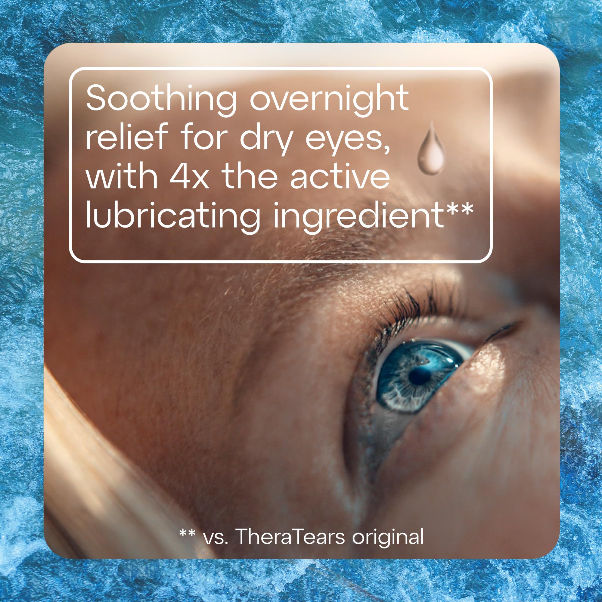 TheraTears single-use vial highlights preservative-free formula for sensitive eyes.
