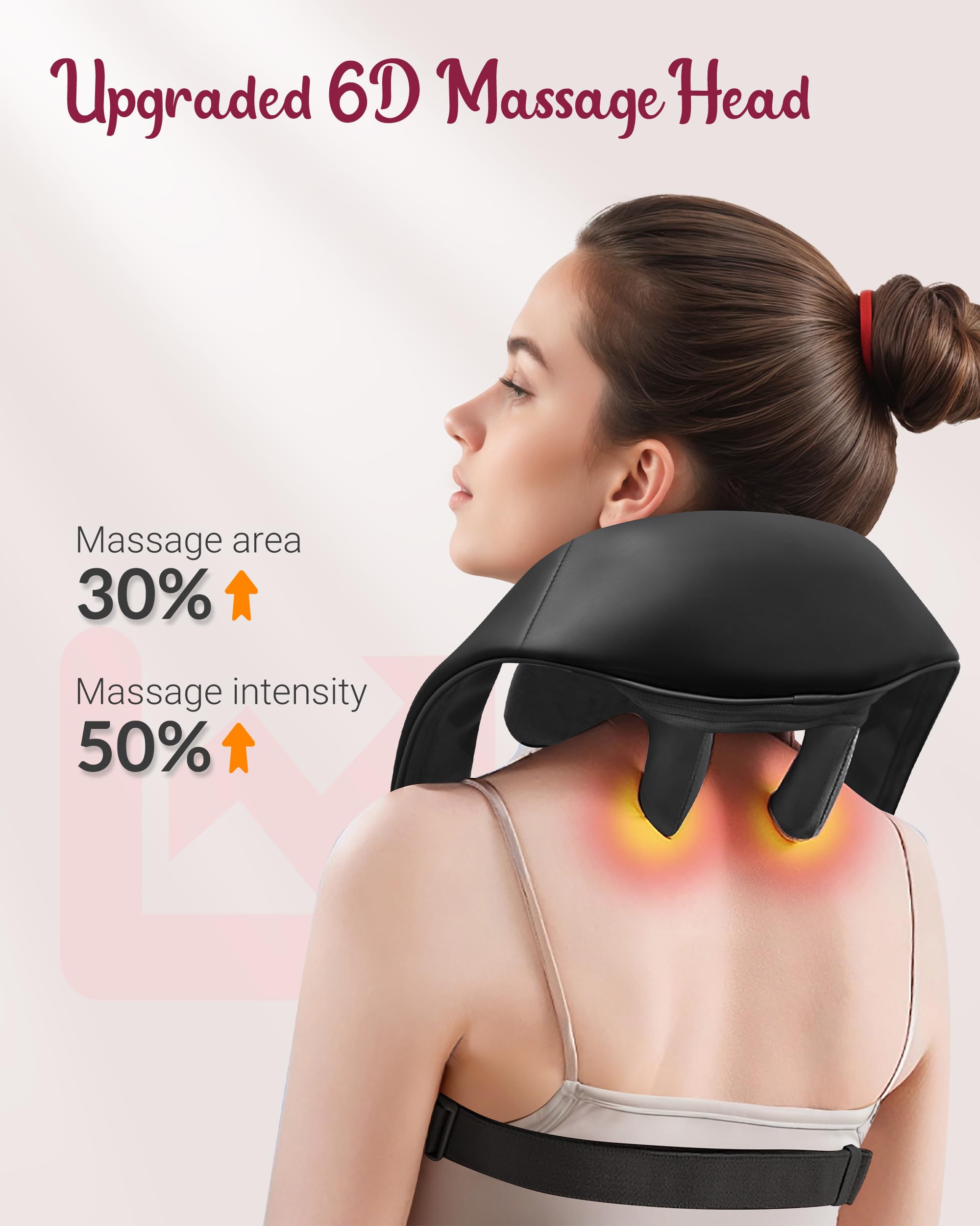 THERAZZAGGE 6D deep tissue kneading targets shoulders for soothing upper back comfort.