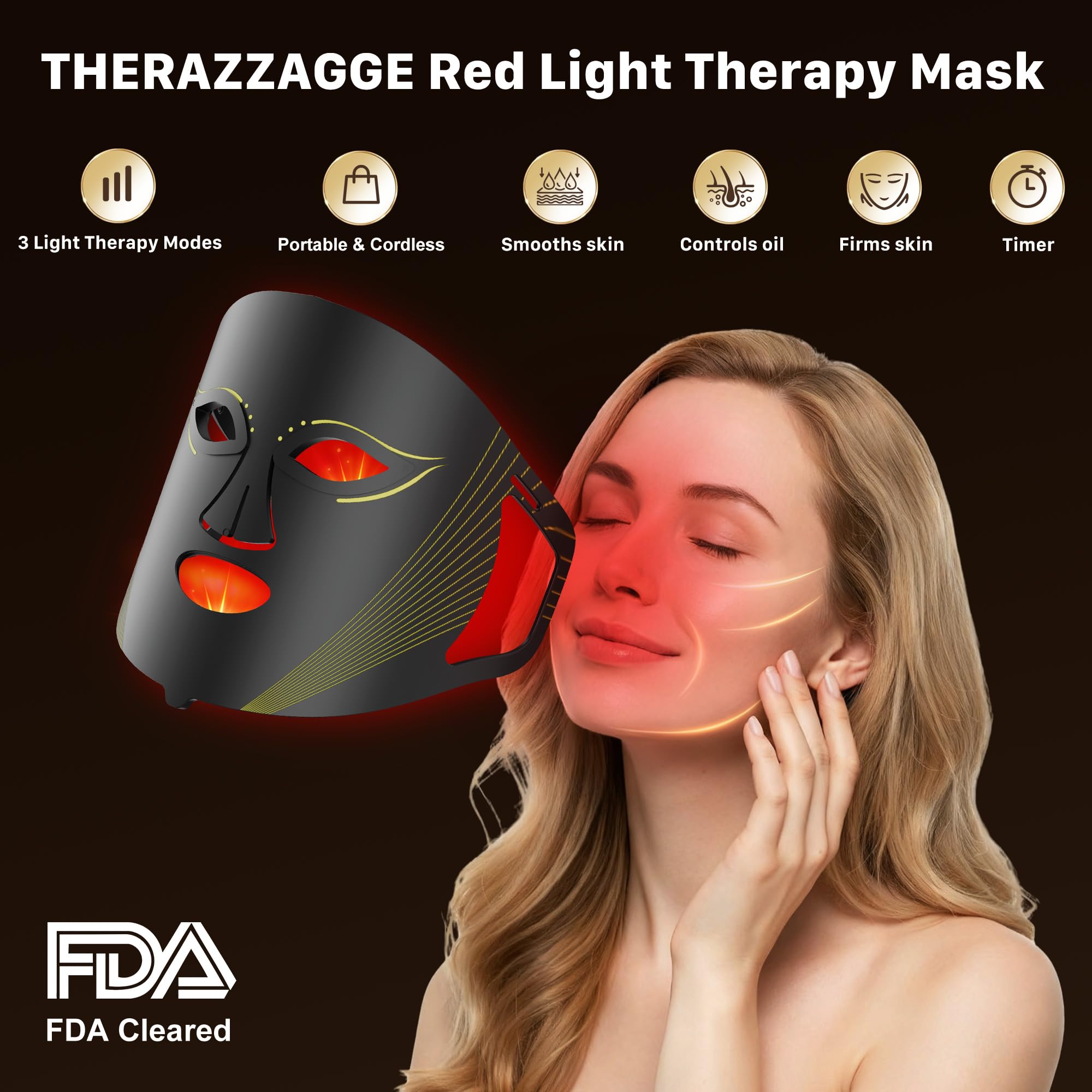 THERAZZAGGE face mask remote control in hand for convenient 3-mode sessions