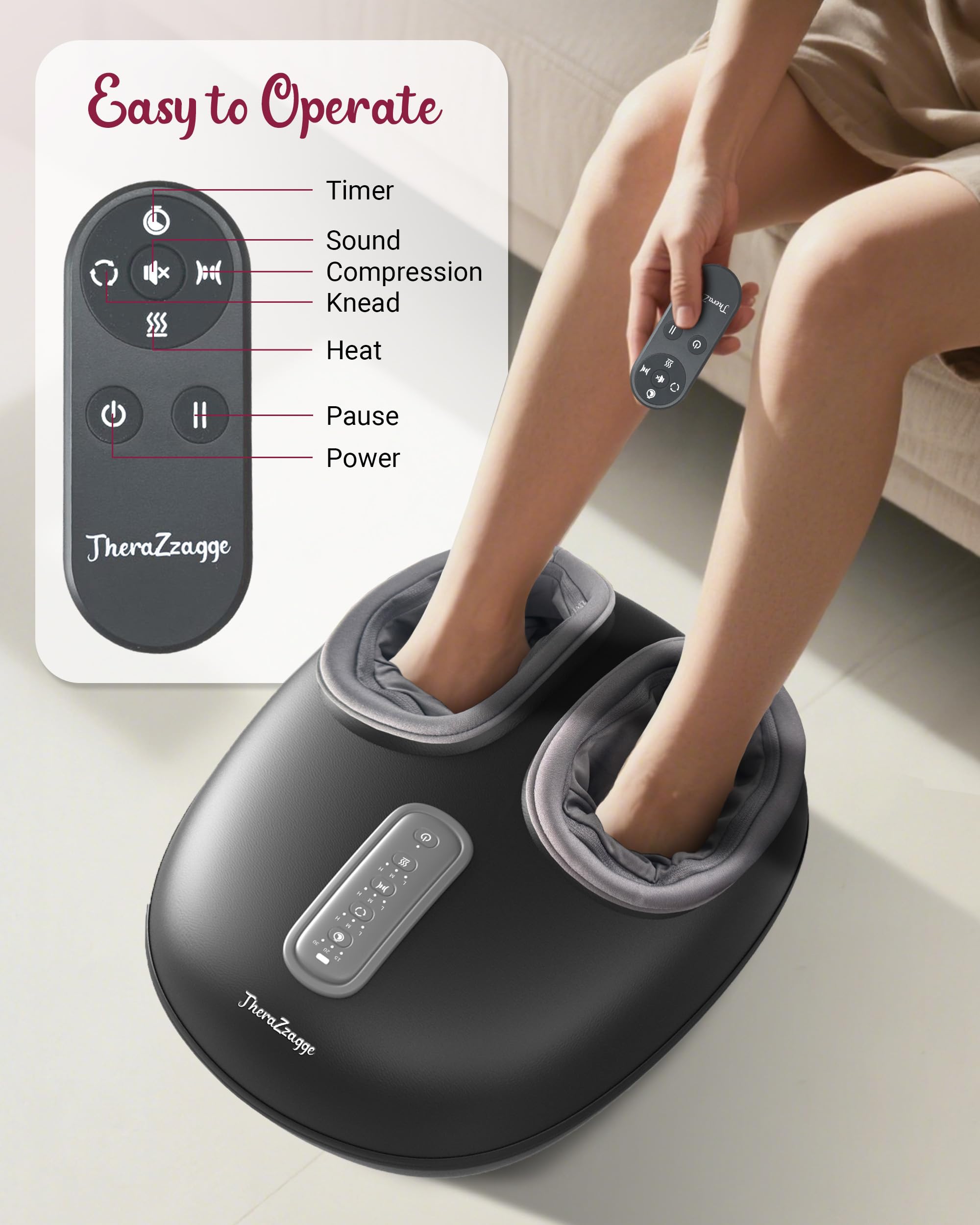 THERAZZAGGE auto-off timer for safe, convenient sessions