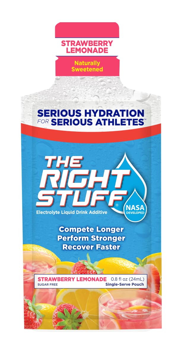 The Right Stuff strawberry lemonade glass showcasing refreshing hydration during workouts.
