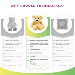 Thermal-Aid Honey The Yellow Bear microwave heat mode provides quick warmth for comfort.