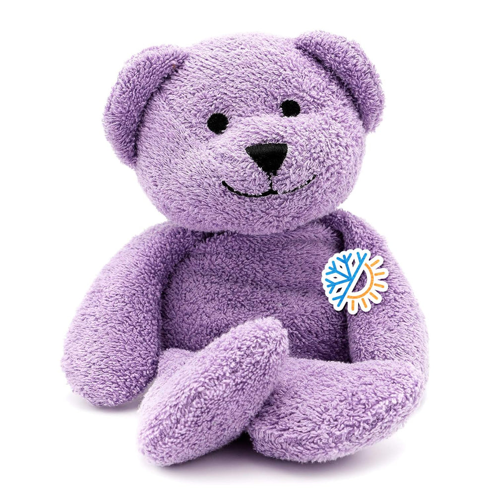 Thermal-Aid Lavender Bear with washable plush cover for easy cleaning after warmth or cold therapy.
