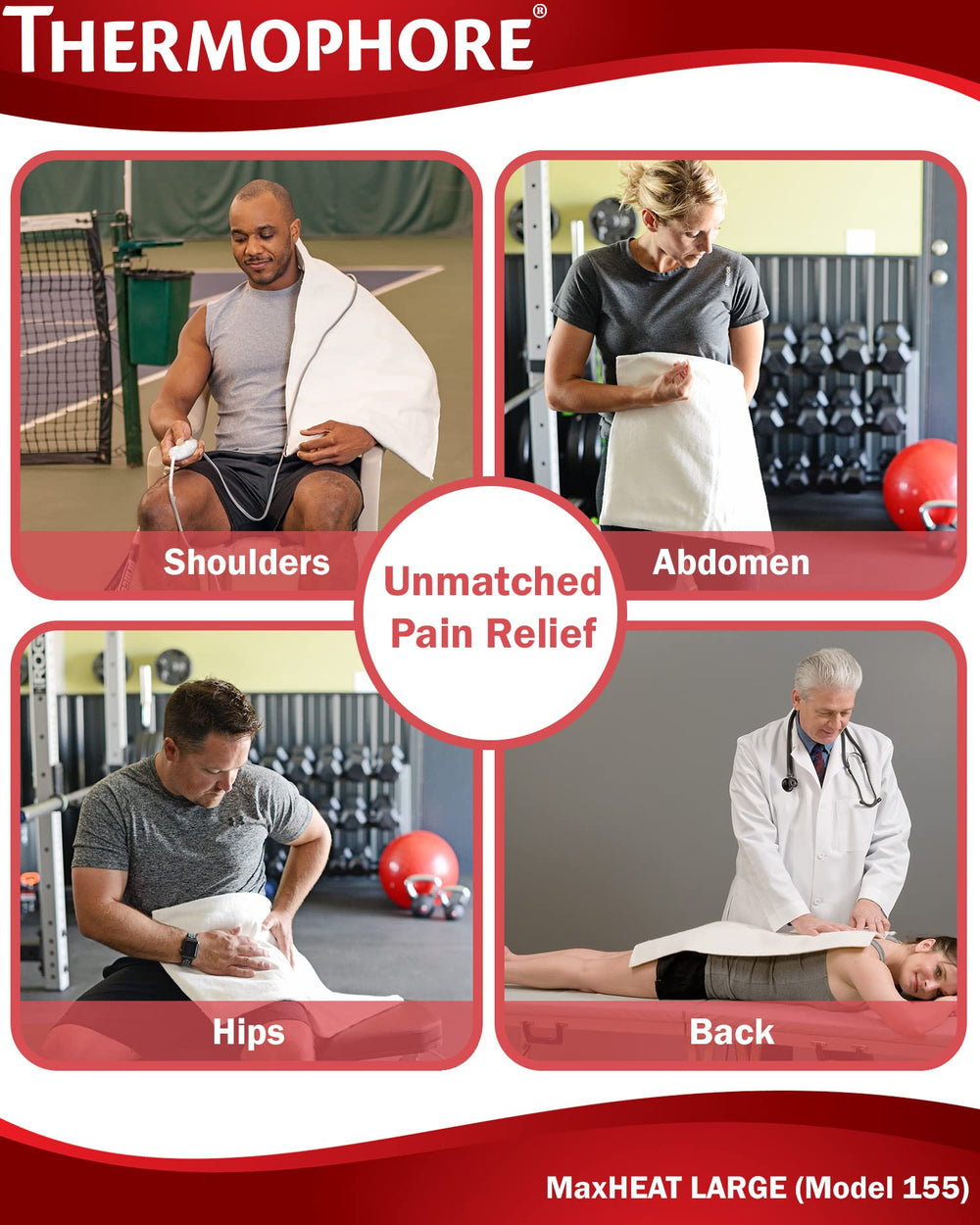 Thermophore MaxHeat Arthritis Pad edges and cover emphasize size and handling