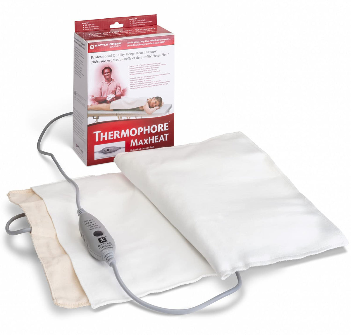 Thermophore MaxHeat Arthritis Pad large front view with radiant moist heat for quick warmth
