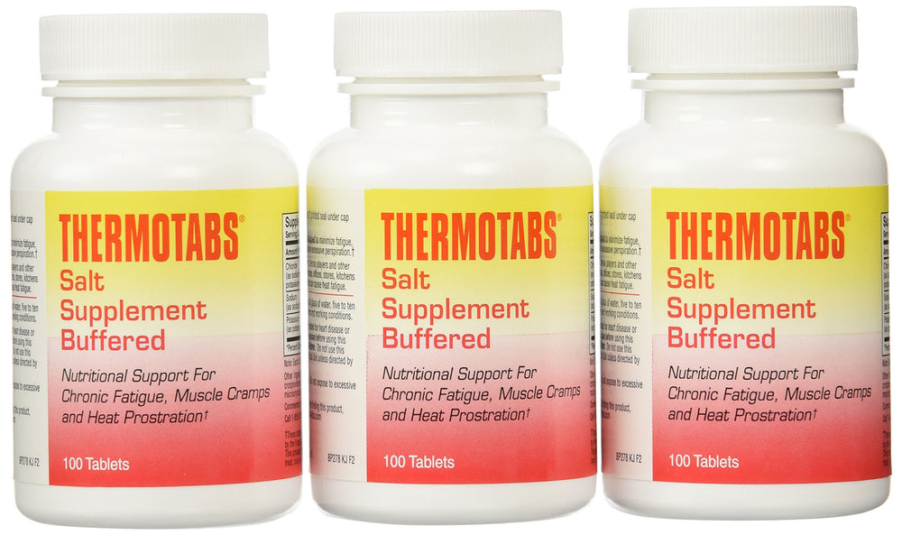 Thermotabs buffered salt tab bottle for on-the-go electrolyte support after sun exposure