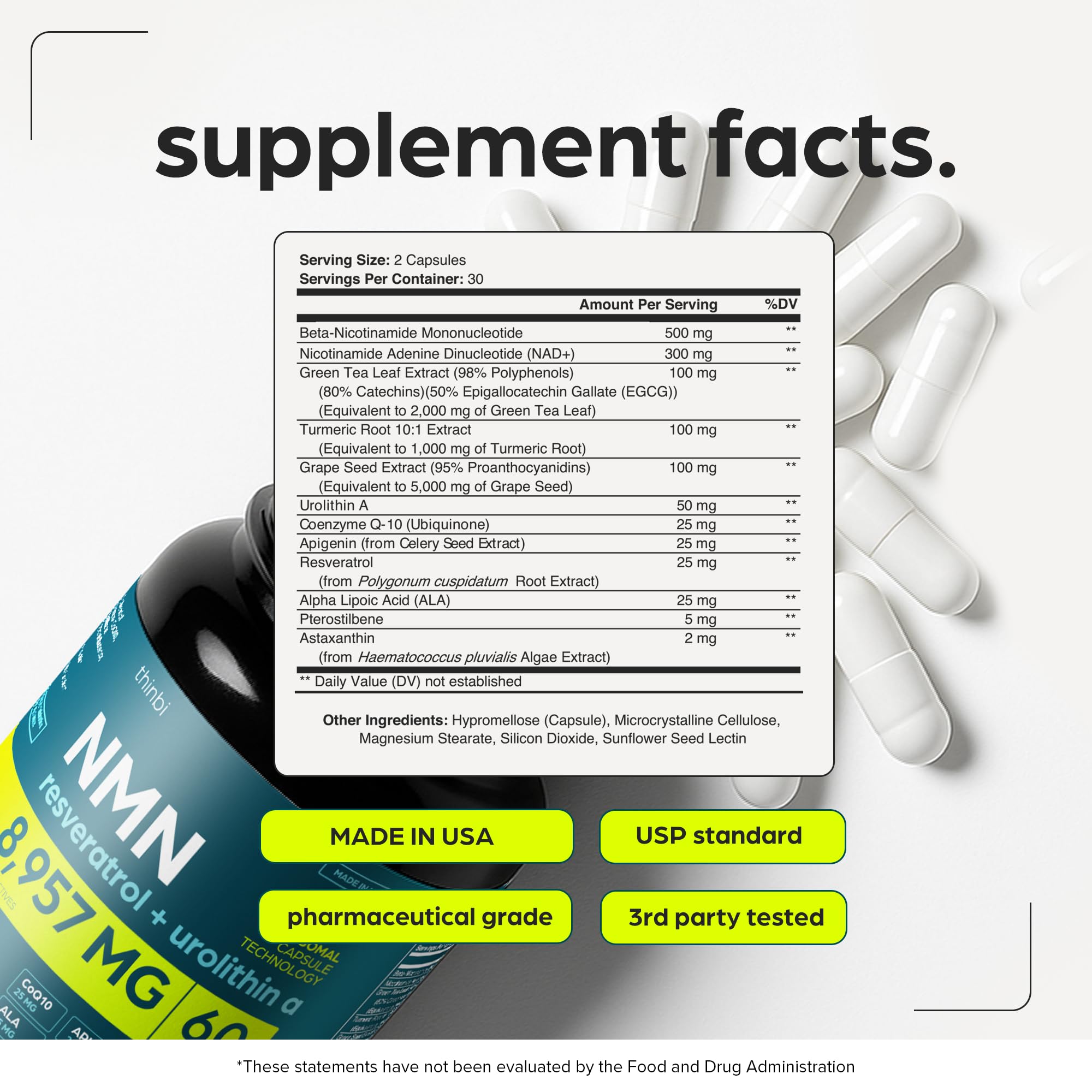 Thinbi NMN supplement morning routine scene on kitchen table.