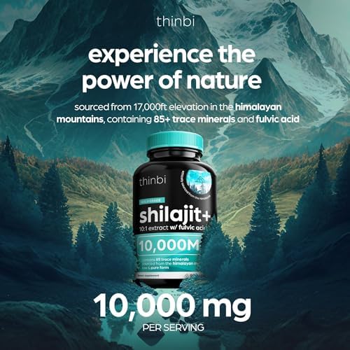 Thinbi Shilajit Capsules bottle back label with ingredient and sourcing details