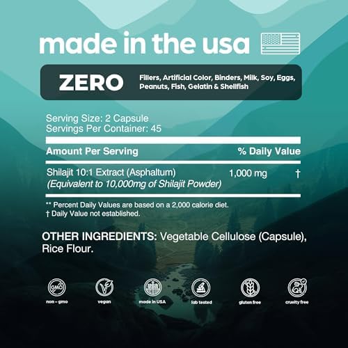 Thinbi Shilajit Capsules ingredient panel notes no fillers or additives