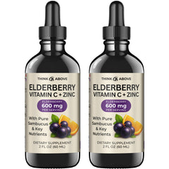 Think Above elderberry drops bottle with natural flavor for daily wellness.