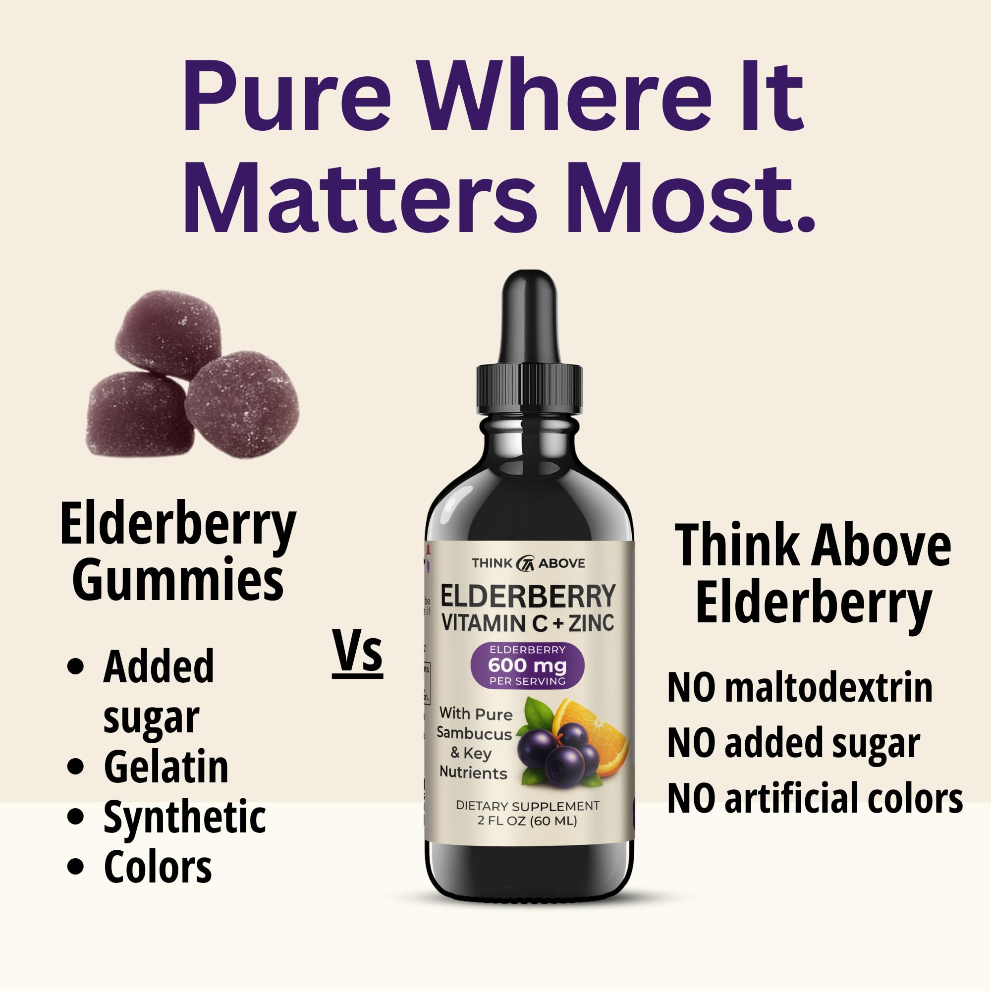 Think Above 72:1 Sambucus extract visual highlighting concentrated plant power.
