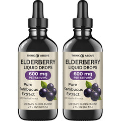 Think Above Elderberry Liquid Drops bottle close-up with vanilla flavor for daily immune support