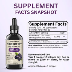 Think Above Elderberry Liquid Drops vanilla flavor with no sugar or artificial additions