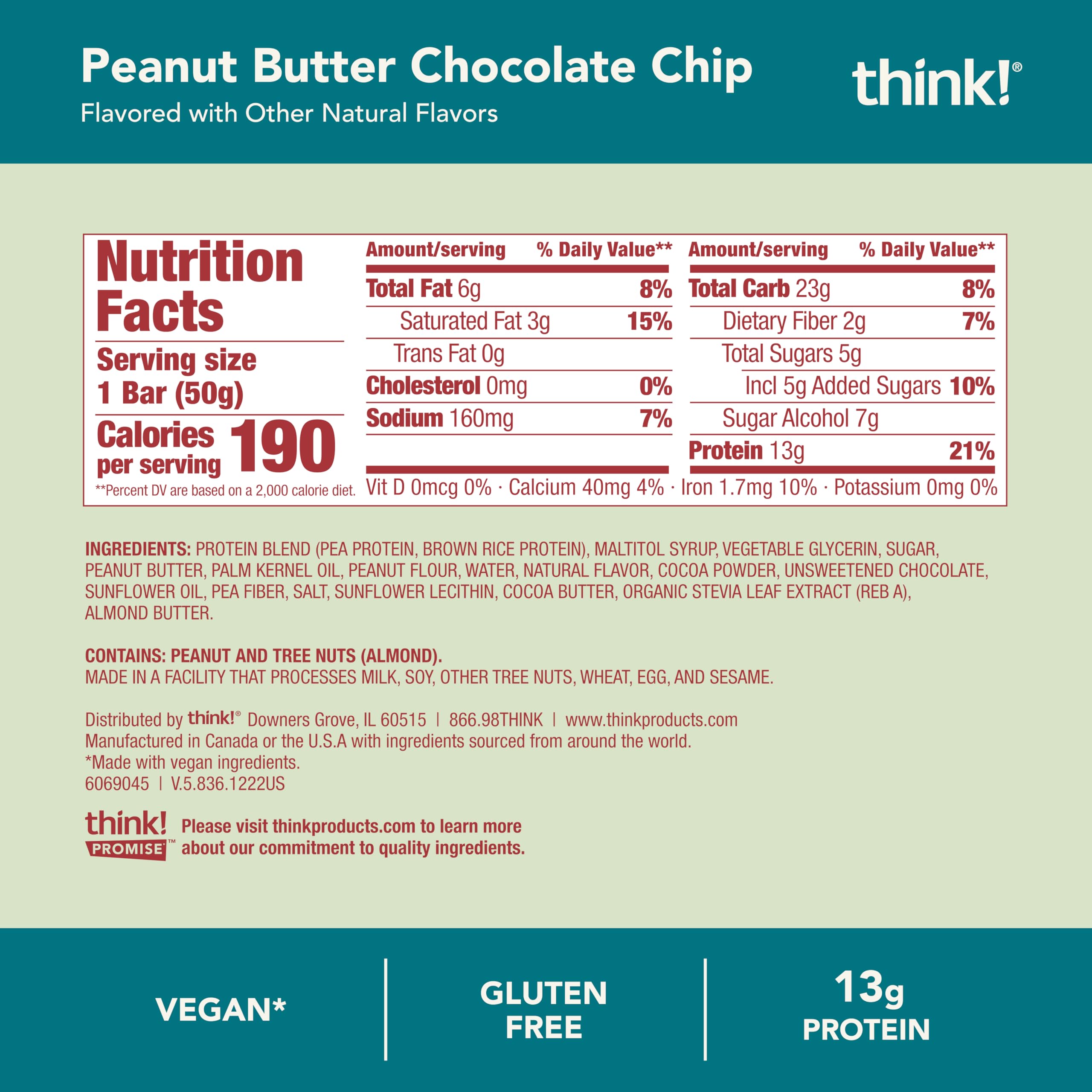think! bar closeup texture shows peanut butter and chocolate chips
