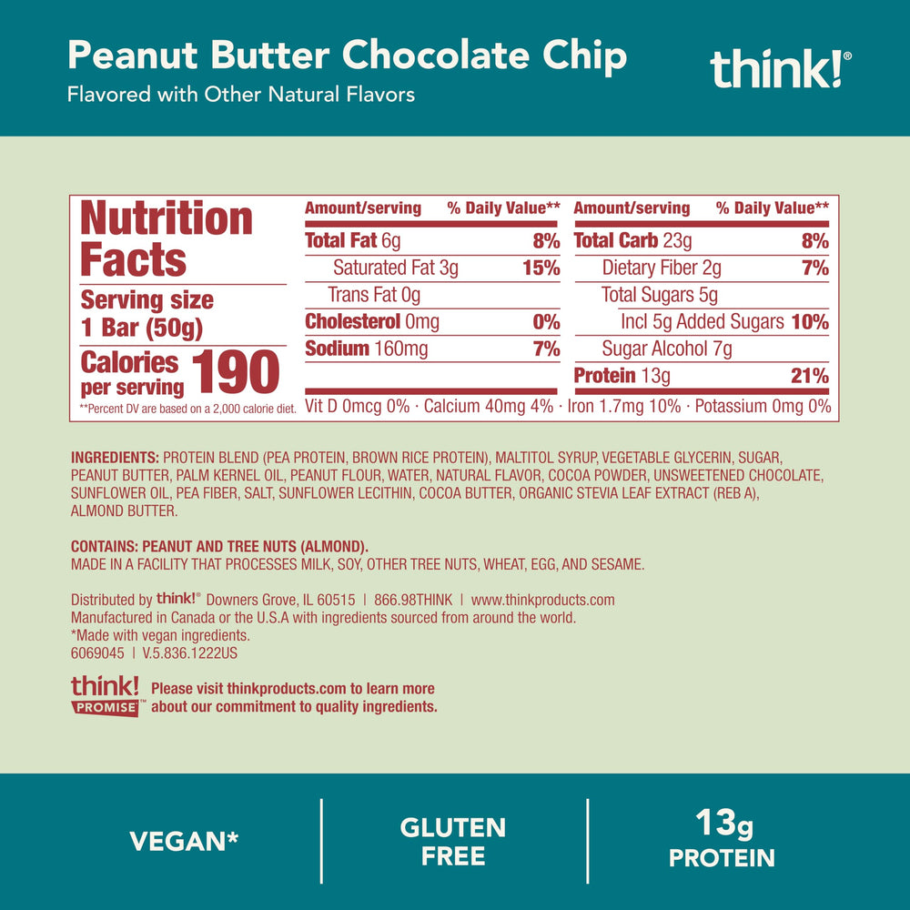 think! bar closeup texture shows peanut butter and chocolate chips