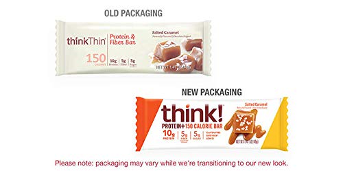 thinkThin Salted Caramel bar in hand for on-the-go snacking with fiber