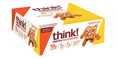 thinkThin Salted Caramel nutrition label closeup shows 10g protein per bar
