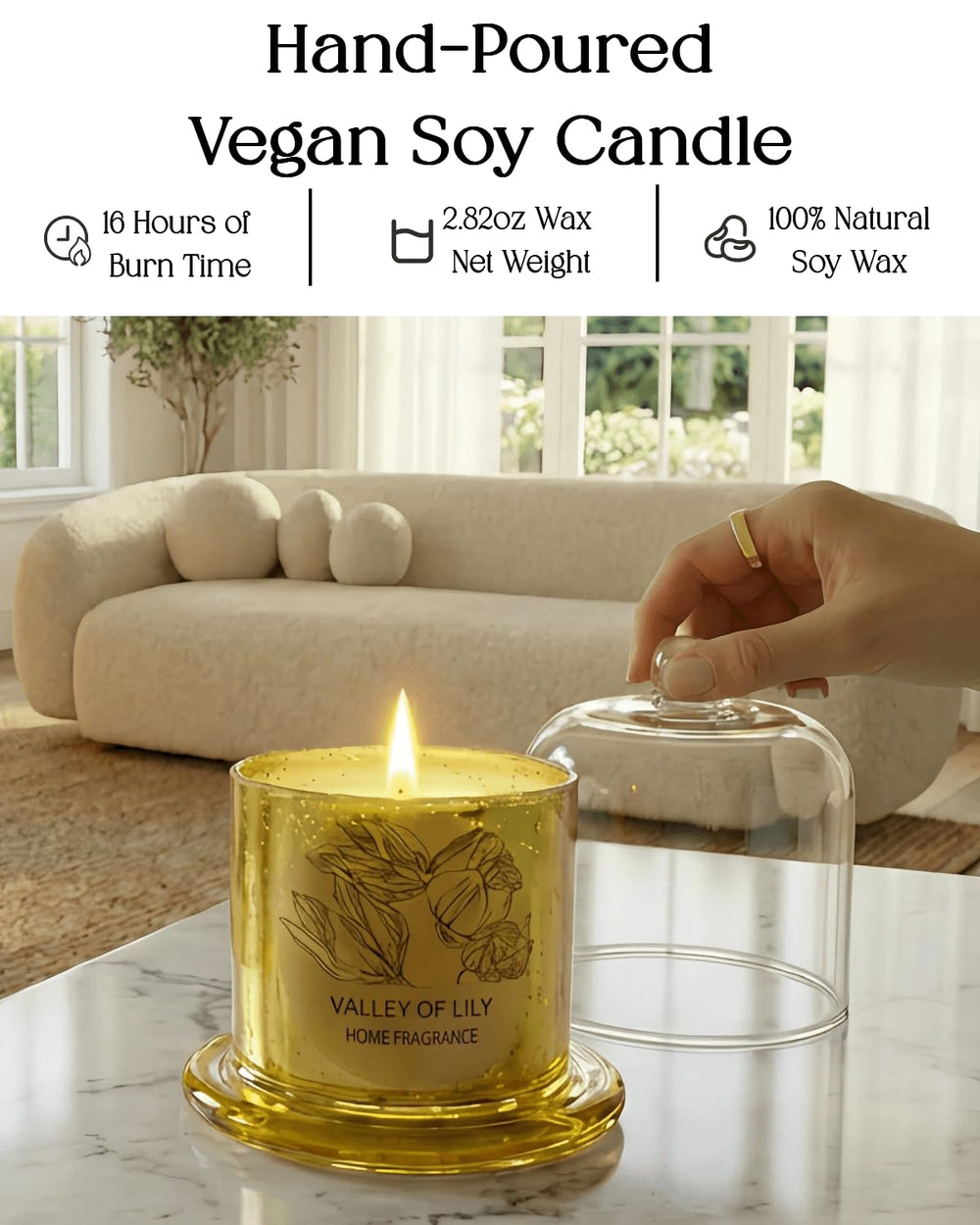 ThinkLabs embossed glass jar adds elegant decor while releasing soothing aroma