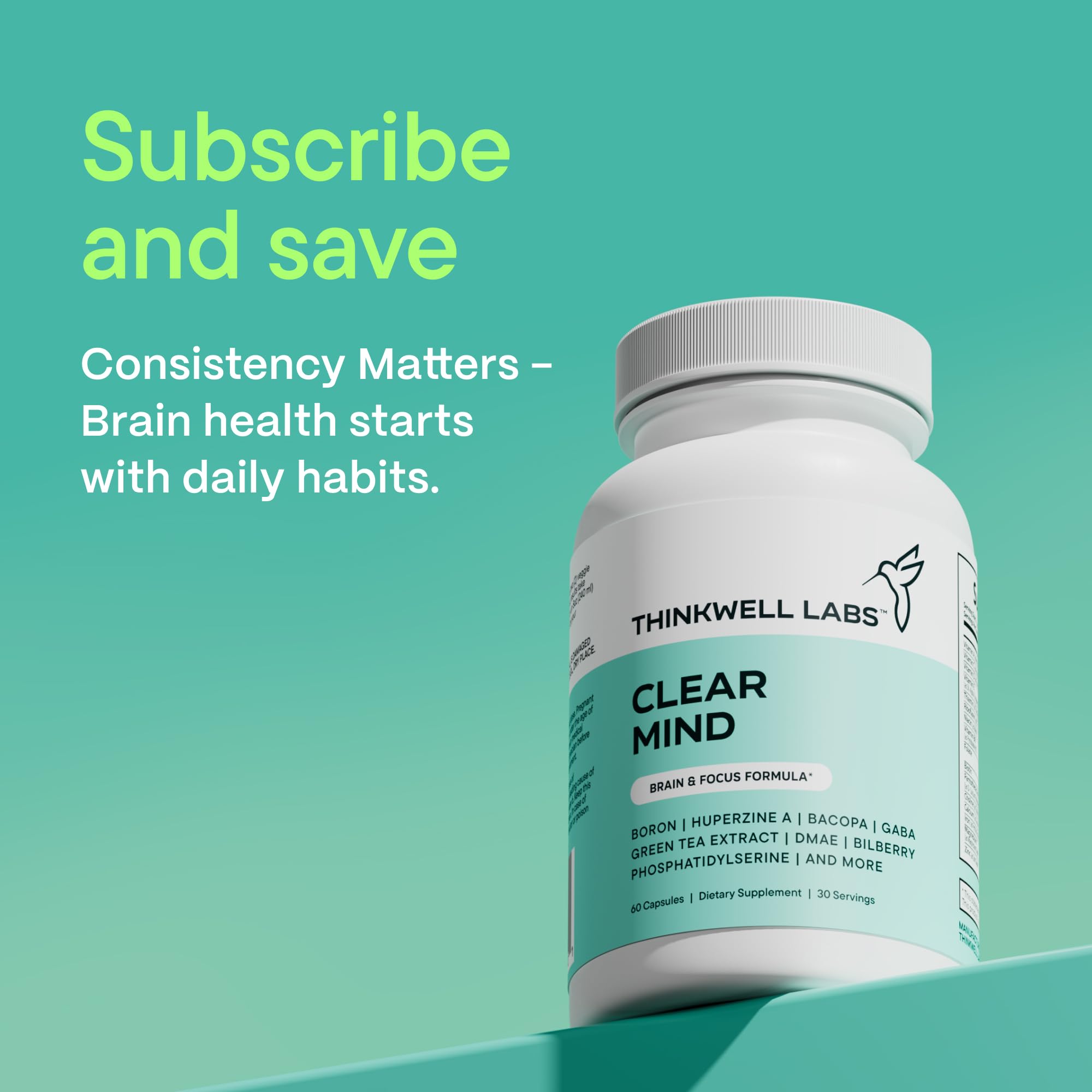 Close-up of Thinkwell Labs capsule showing smooth texture for daily use.