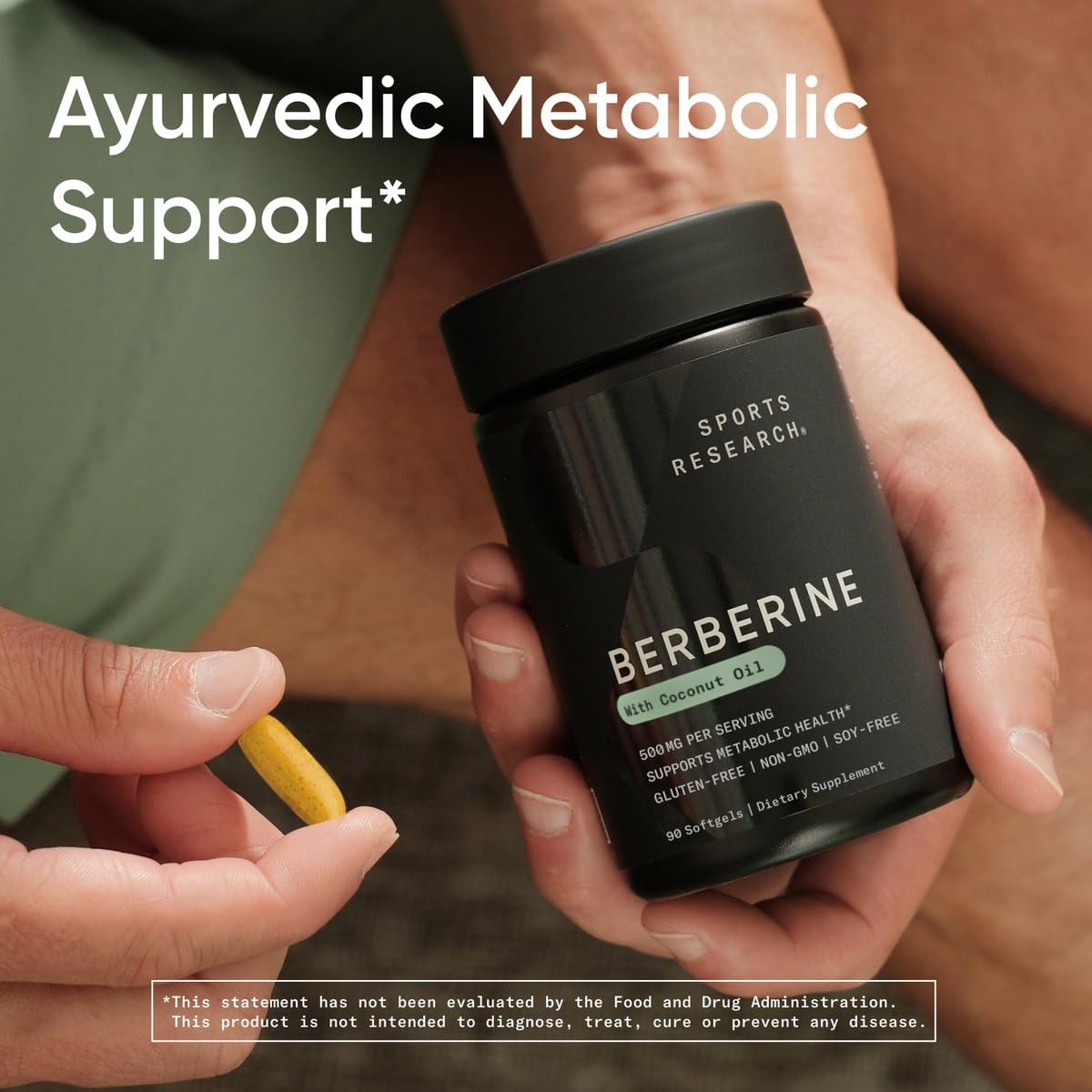 Third-party tested label on the Sports Research berberine bottle.