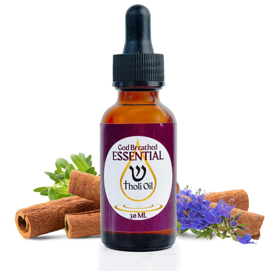 Tholi Oil Anointing Oil bottle with spikenard, hyssop, cassia, cinnamon, and rosehip for prayer rituals