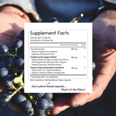 Thomas' Remedies quercetin and resveratrol blend on bottle label.