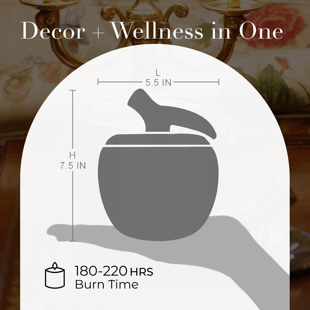Thompson Ferrier soy-wax blend candle provides clean-burning ambiance.