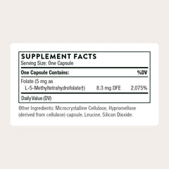 Thorne 5-MTHF bottle pour demonstrating easy daily intake