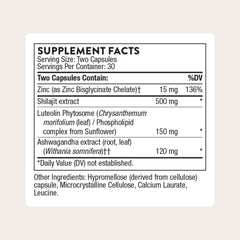 THORNE label close-up showing clean formula for healthy testosterone support