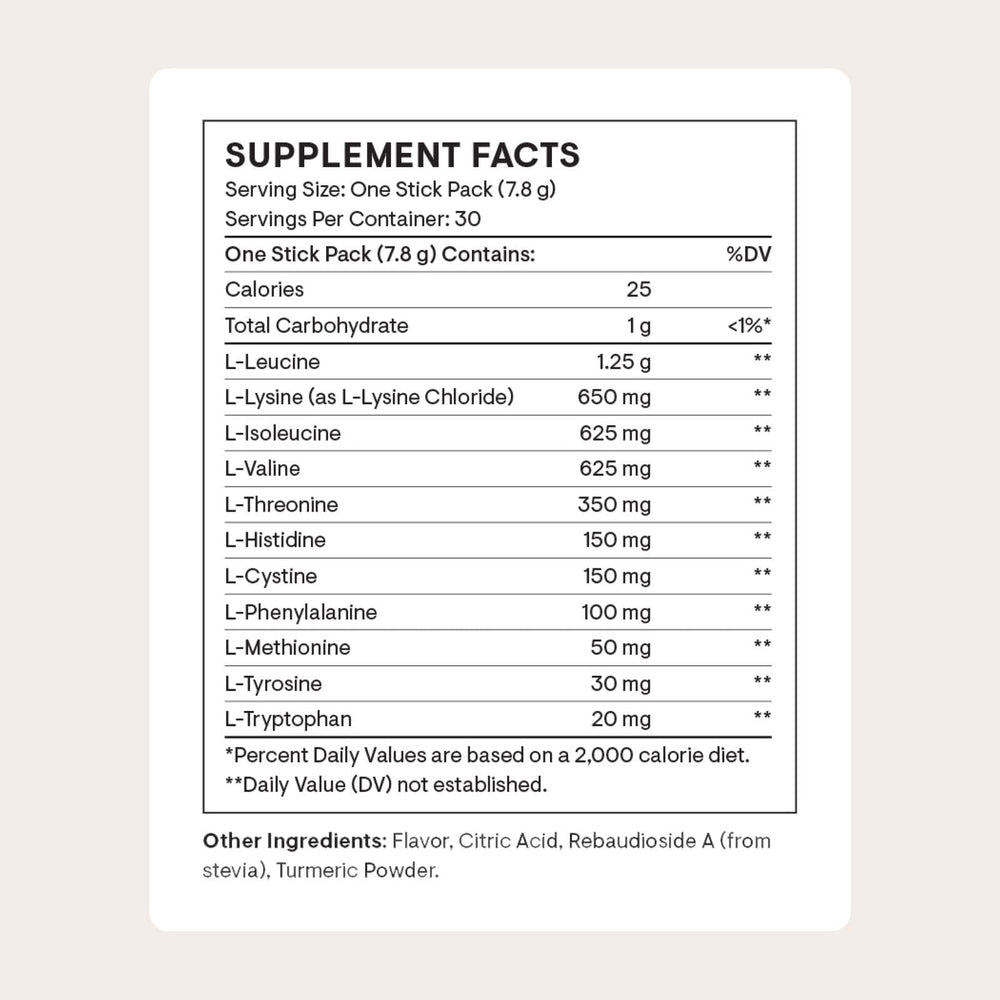 THORNE Amino Complex powder dispensing view illustrates fast mix and post-workout recovery.