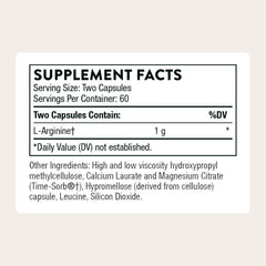 THORNE L-Arginine Sustained Release capsules ready for workouts and endurance