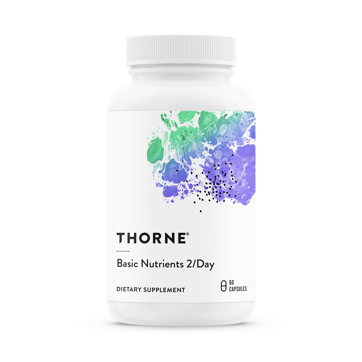 Thorne Basic Nutrients 2/Day bottle-front, a comprehensive daily multivitamin presentation