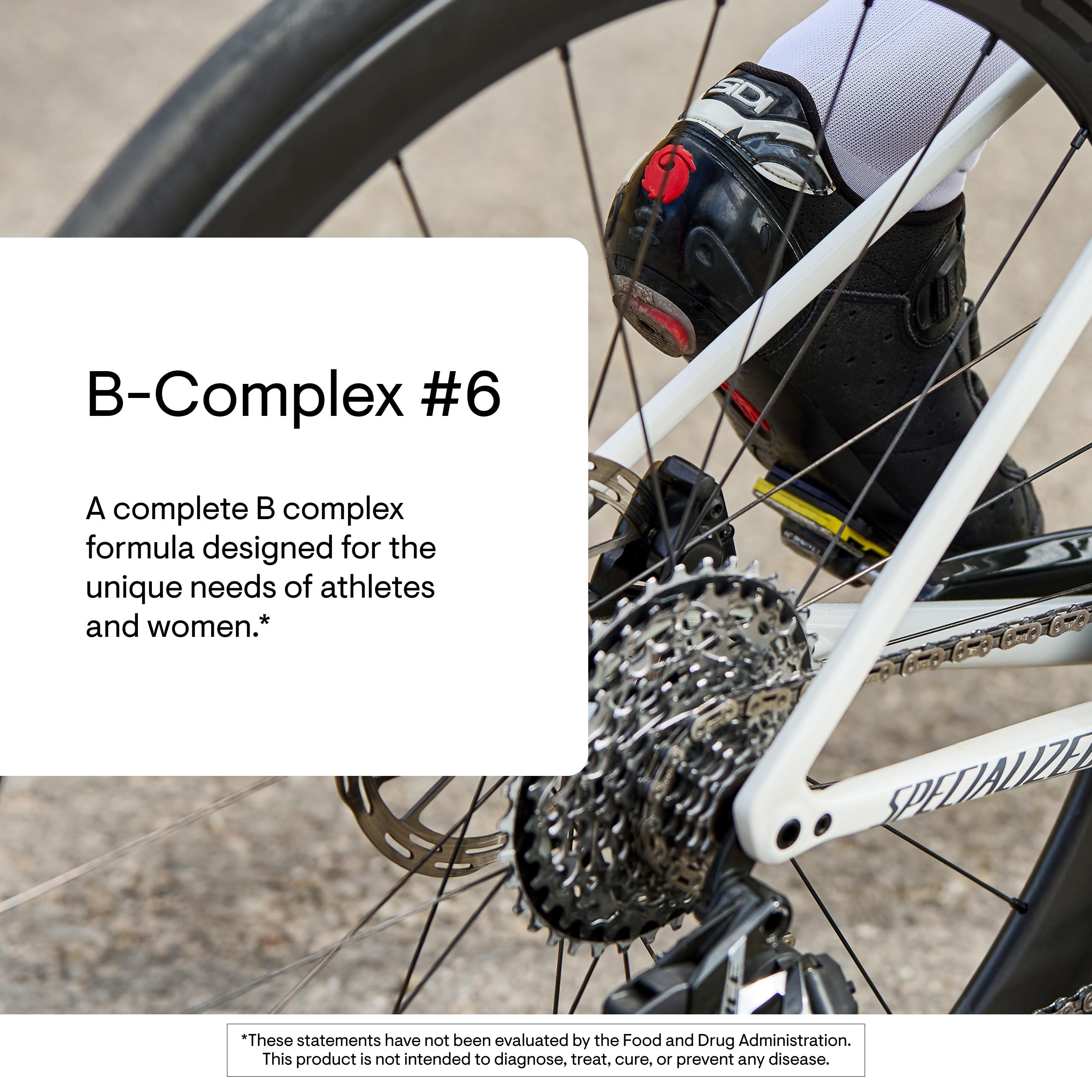 Thorne B-Complex6 bottle on a wooden table suggesting reliable athletic nutrition.