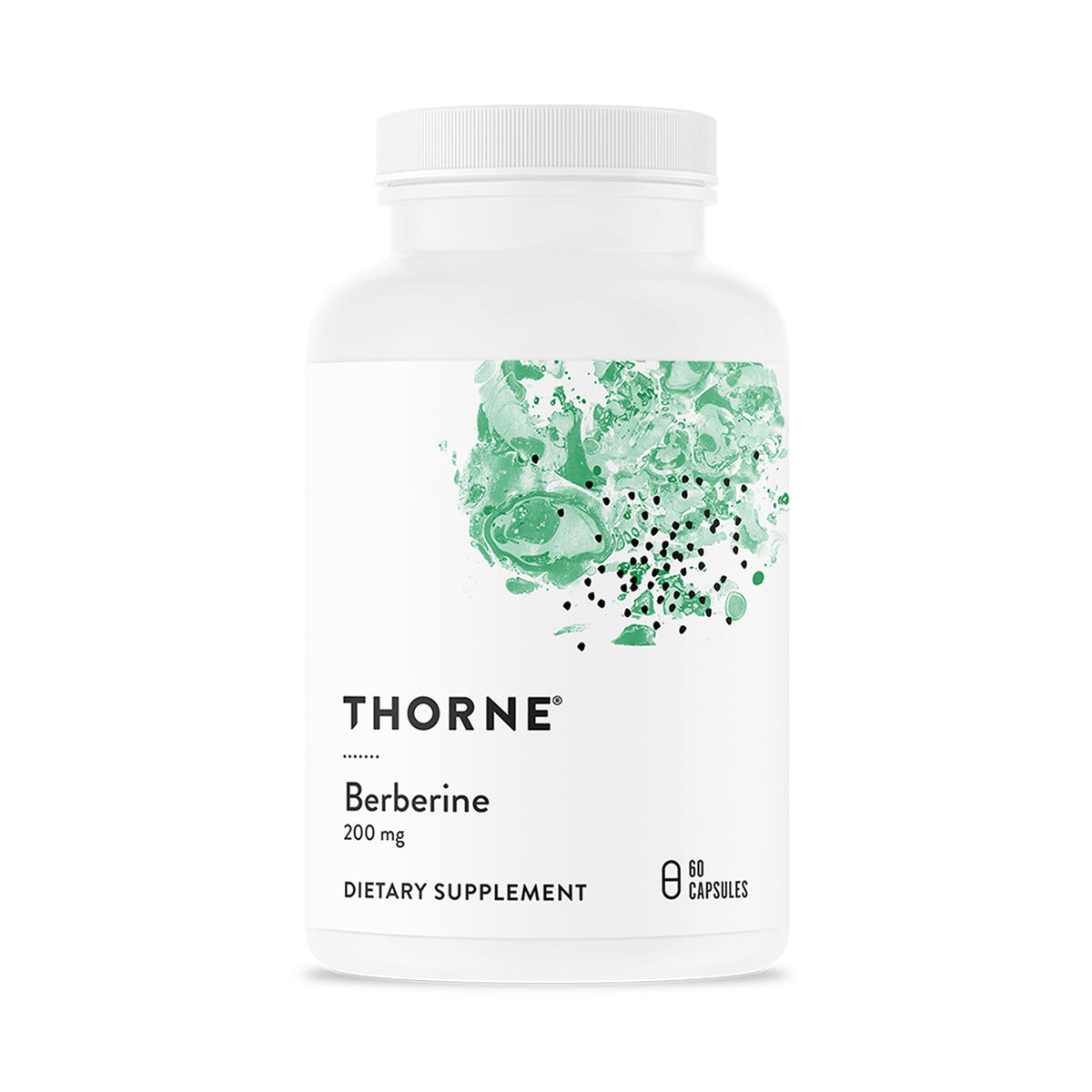 THORNE Berberine 200 mg bottle on shelf for daily use.