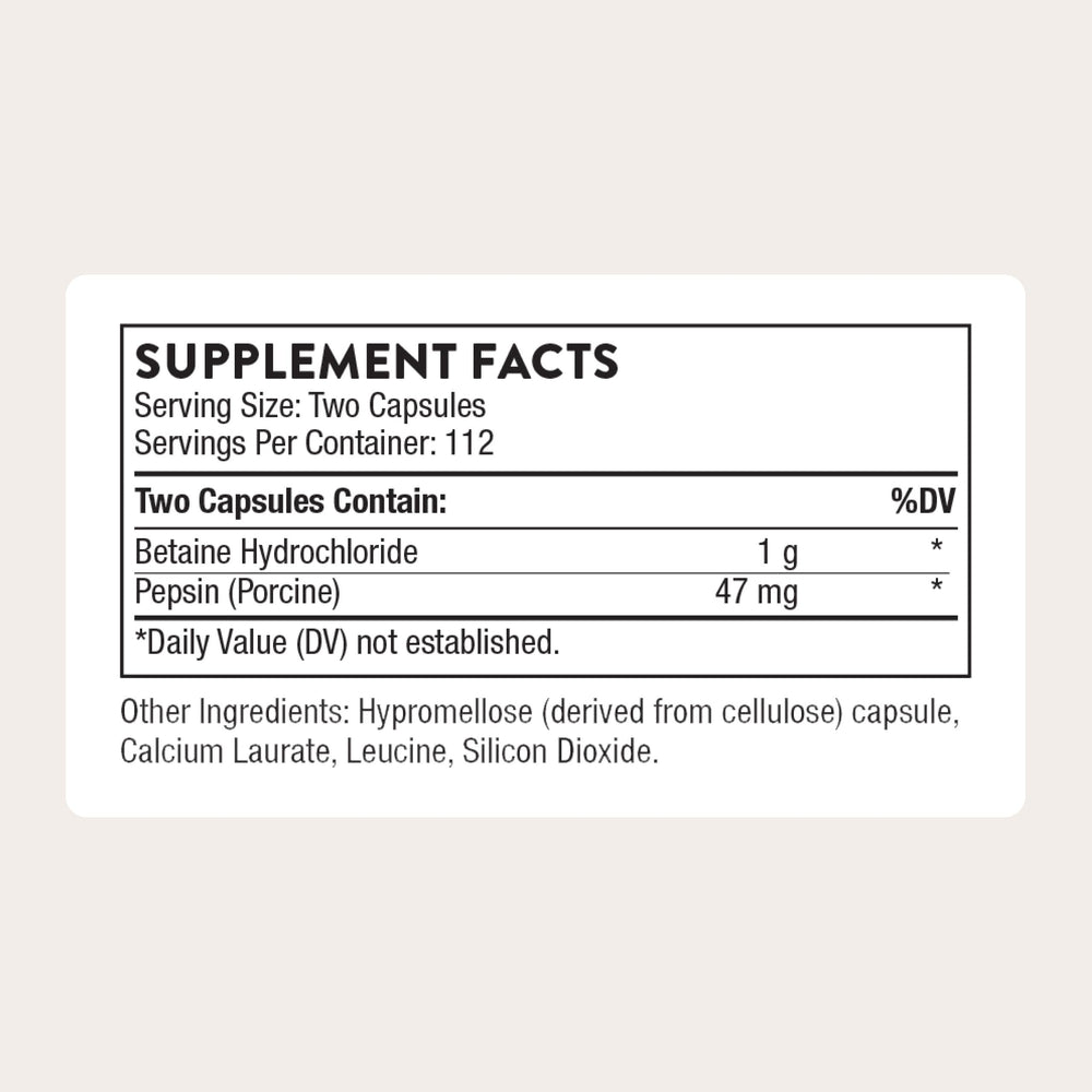 THORNE label close-up highlighting enzyme blend for digestion and absorption.