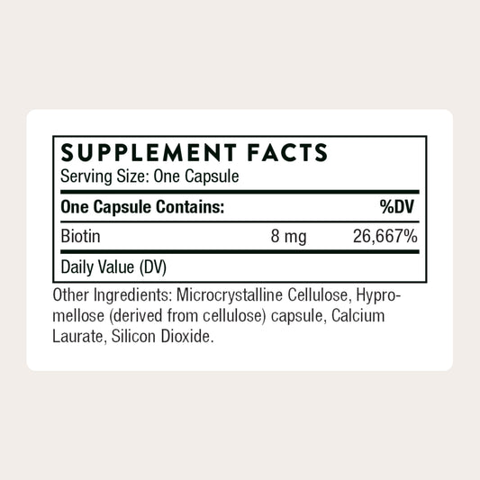 Thorne Biotin capsules neatly arranged for daily skin and hair support