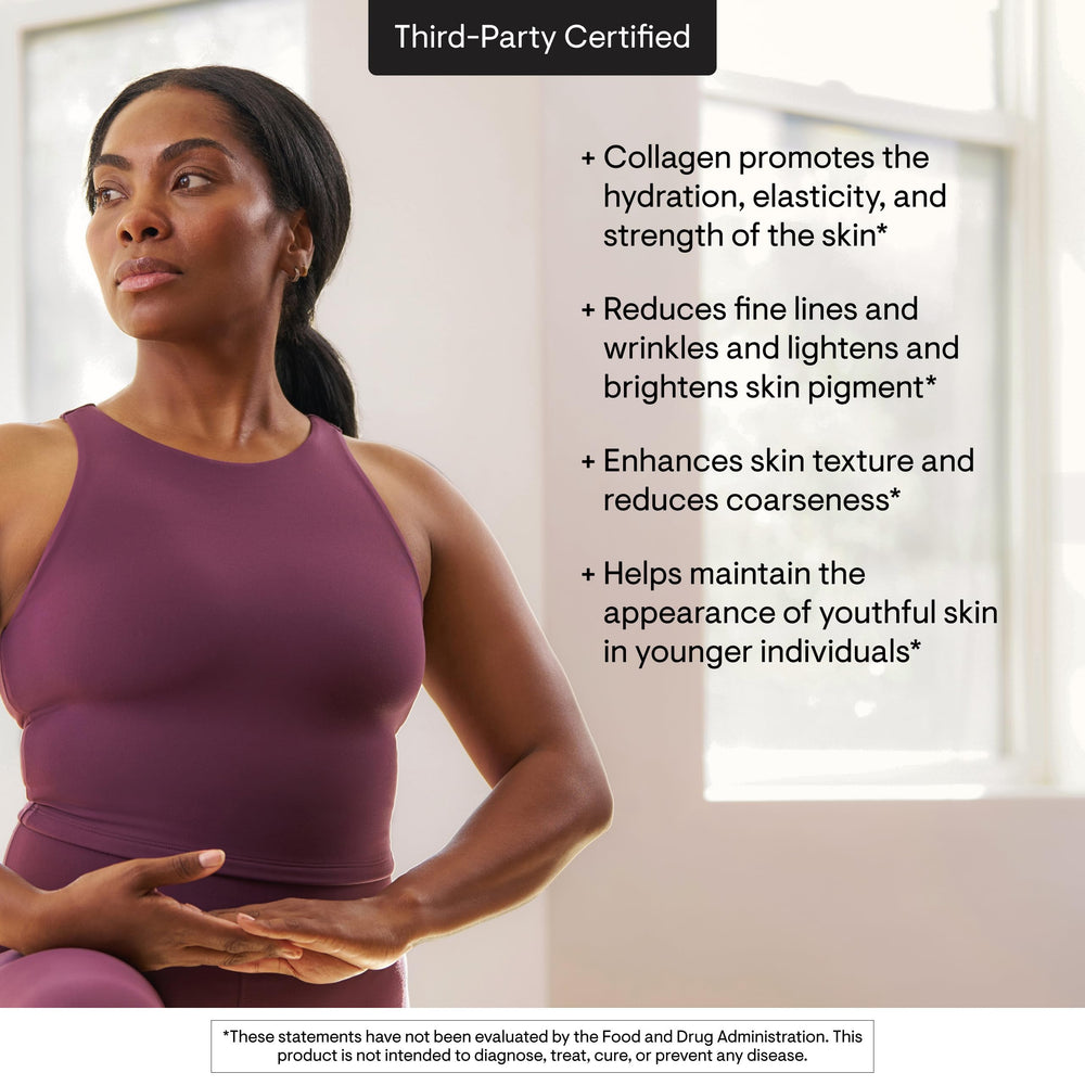 THORNE Collagen Plus visual of skin, hair and nails benefits in use