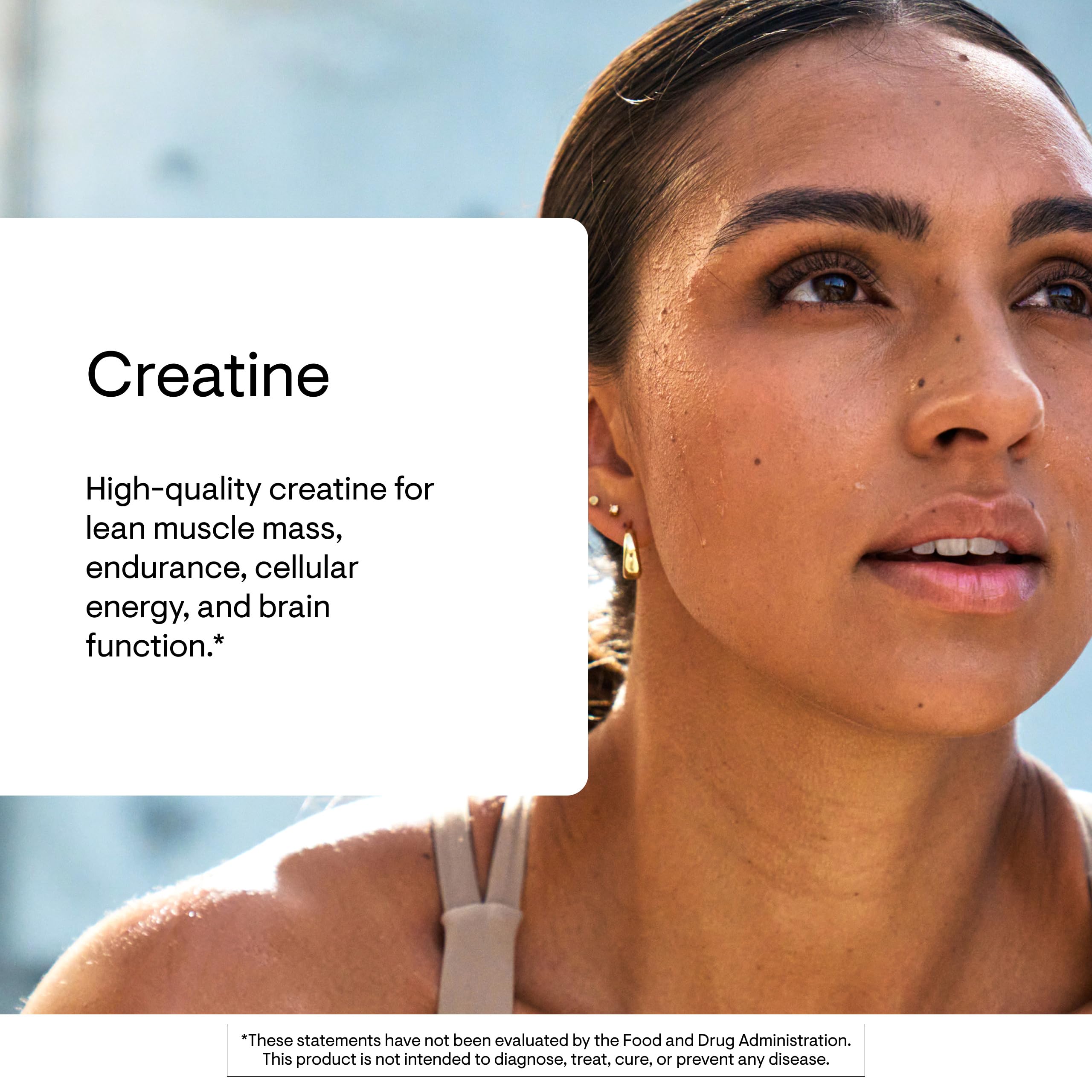 THORNE Creatine serving spoon over a drink illustrating cognitive and physical benefits