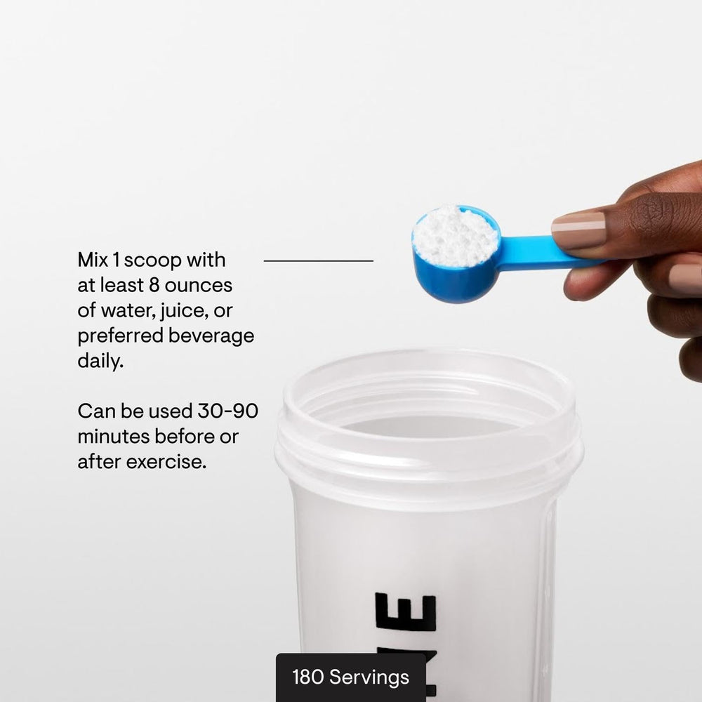 THORNE Creatine powder easily dissolves in a drink after stirring.