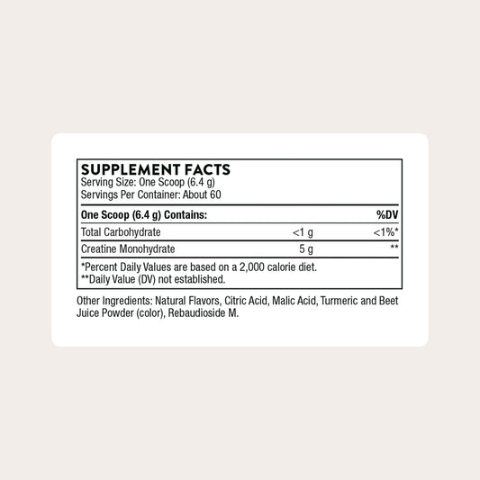 Thorne Creatine powder scoop close-up highlights micronized formula for quick mixing.