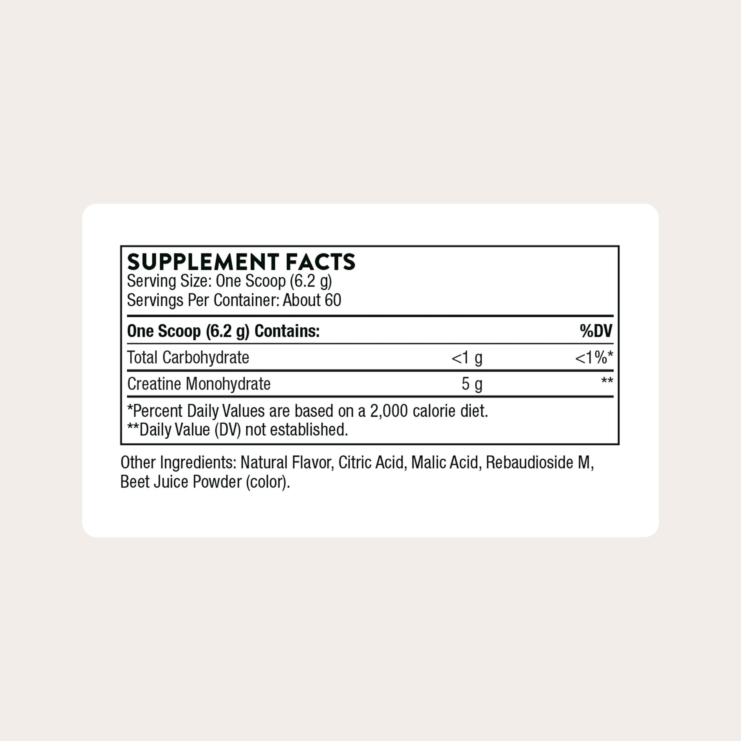 THORNE Creatine scoop with strawberry powder showing flavor and easy mixing
