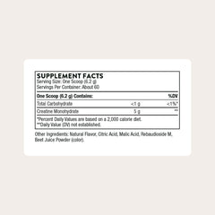 THORNE Creatine scoop with strawberry powder showing flavor and easy mixing