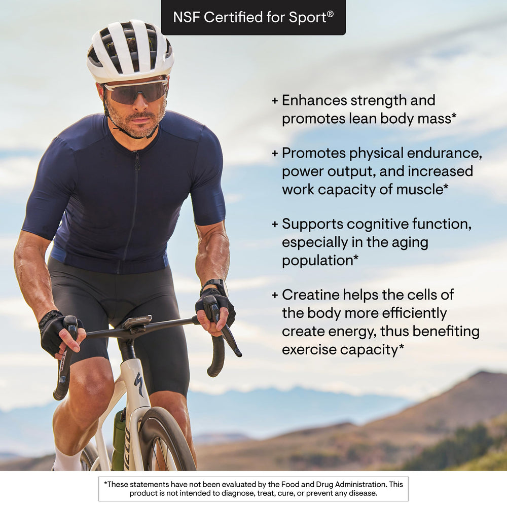 THORNE Creatine in shaker during workout showcasing muscle power and endurance