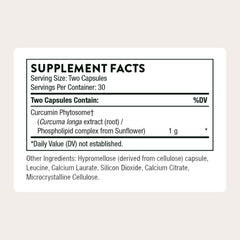 THORNE Curcumin Phytosome 1000 mg bottle label highlights Meriva high-absorption formulation.