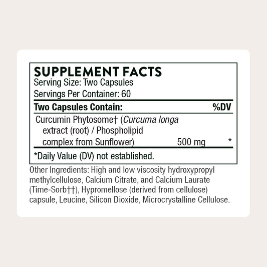 THORNE Curcumin capsules close-up highlighting Meriva absorption feature