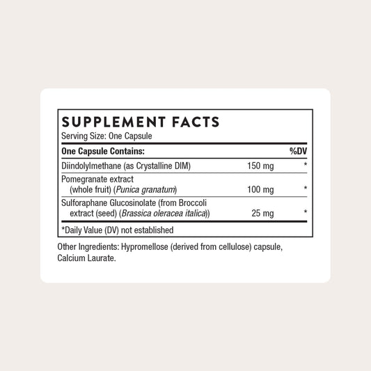 Thorne Hormone Advantage capsules close-up with DIM and pomegranate extract